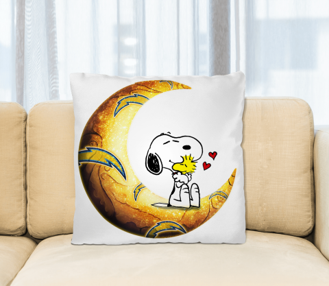 NFL Football Los Angeles Chargers I Love Snoopy To The Moon And Back Pillow Square Pillow
