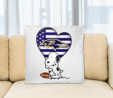 Baltimore Ravens NFL Football The Peanuts Movie Adorable Snoopy Pillow Square Pillow