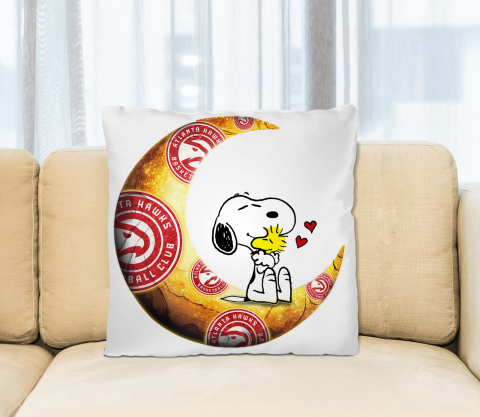 NBA Basketball Atlanta Hawks I Love Snoopy To The Moon And Back Pillow Square Pillow