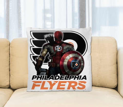 NHL Captain America Thor Spider Man Hawkeye Avengers Endgame Hockey Philadelphia Flyers Square Pillow