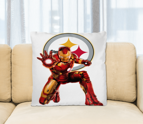 NFL Iron Man Marvel Comics Sports Football Pittsburgh Steelers Square Pillow