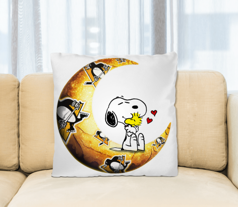NHL Hockey Pittsburgh Penguins I Love Snoopy To The Moon And Back Pillow Square Pillow