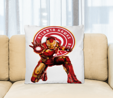 NBA Iron Man Marvel Comics Sports Basketball Atlanta Hawks Square Pillow