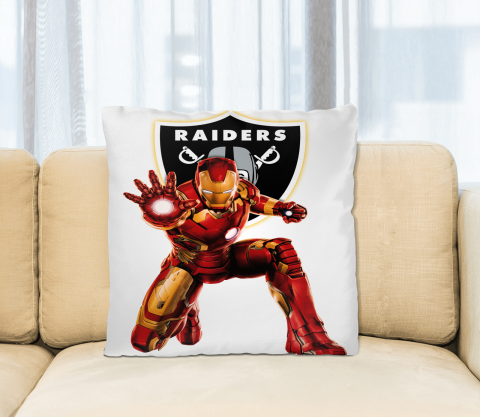 NFL Iron Man Marvel Comics Sports Football Oakland Raiders Square Pillow