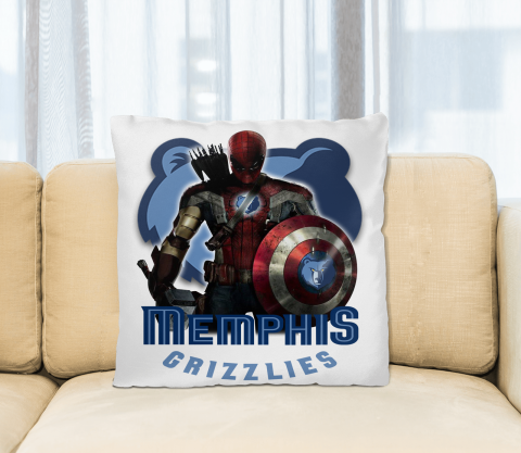 Memphis Grizzlies NBA Basketball Captain America Thor Spider Man Hawkeye Avengers Square Pillow