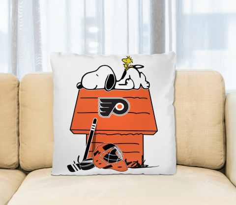 Philadelphia Flyers NHL Hockey Snoopy Woodstock The Peanuts Movie Pillow Square Pillow