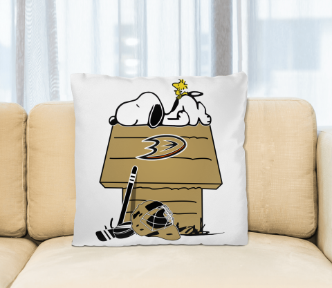 Anaheim Ducks NHL Hockey Snoopy Woodstock The Peanuts Movie Pillow Square Pillow