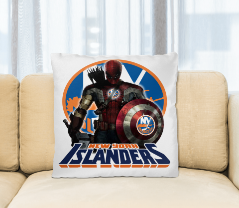 NHL Captain America Thor Spider Man Hawkeye Avengers Endgame Hockey New York Islanders Square Pillow