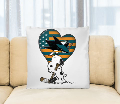 San Jose Sharks NHL Hockey The Peanuts Movie Adorable Snoopy Pillow Square Pillow