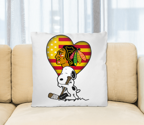 Chicago Blackhawks NHL Hockey The Peanuts Movie Adorable Snoopy Pillow Square Pillow