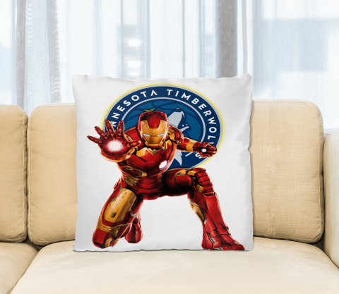 NBA Iron Man Marvel Comics Sports Basketball Minnesota Timberwolves Square Pillow