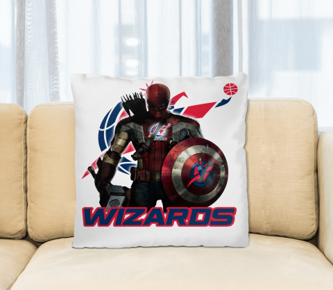 Washington Wizards NBA Basketball Captain America Thor Spider Man Hawkeye Avengers Square Pillow