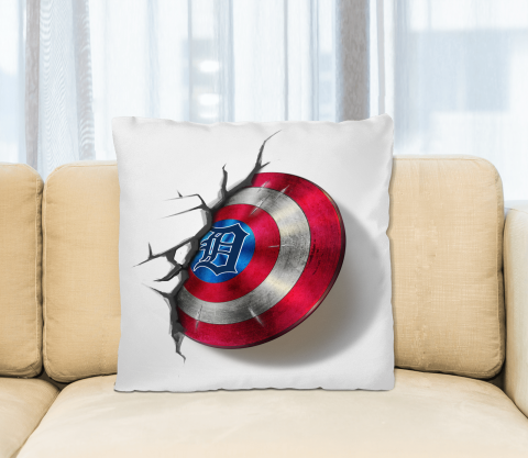 Detroit Tigers MLB Baseball Captain America's Shield Marvel Avengers Square Pillow