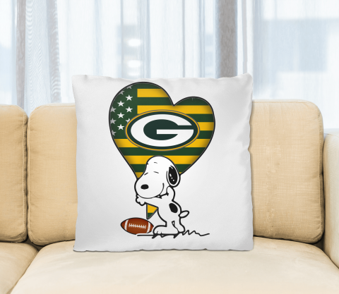Green Bay Packers NFL Football The Peanuts Movie Adorable Snoopy Pillow Square Pillow