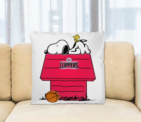LA Clippers NBA Basketball Snoopy Woodstock The Peanuts Movie Pillow Square Pillow