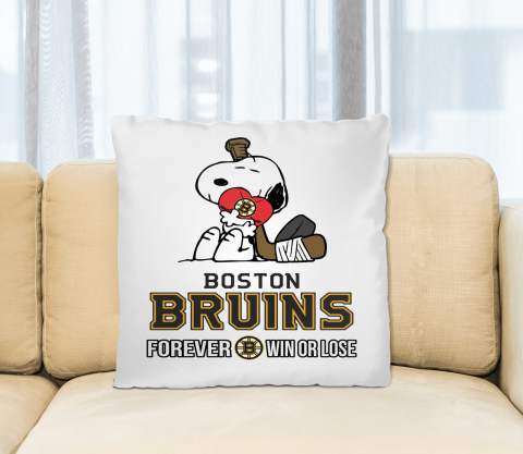 NHL The Peanuts Movie Snoopy Forever Win Or Lose Hockey Boston Bruins Pillow Square Pillow