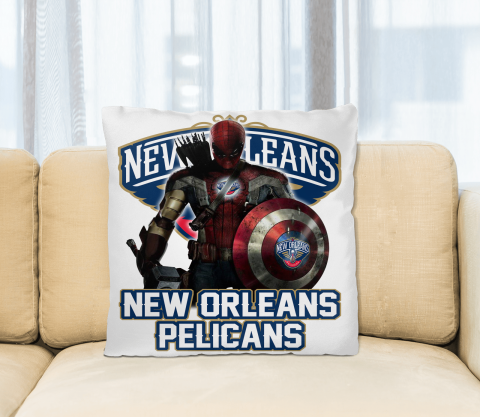 New Orleans Pelicans NBA Basketball Captain America Thor Spider Man Hawkeye Avengers Square Pillow