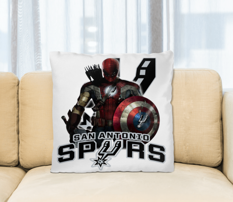 San Antonio Spurs NBA Basketball Captain America Thor Spider Man Hawkeye Avengers Square Pillow