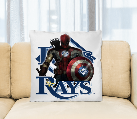 MLB Captain America Thor Spider Man Hawkeye Avengers Endgame Baseball Tampa Bay Rays Square Pillow