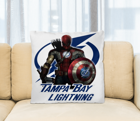 NHL Captain America Thor Spider Man Hawkeye Avengers Endgame Hockey Tampa Bay Lightning Square Pillow