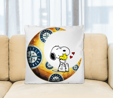 MLB Baseball Seattle Mariners I Love Snoopy To The Moon And Back Pillow Square Pillow