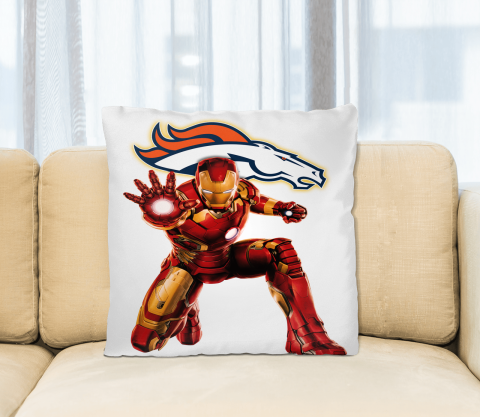 NFL Iron Man Marvel Comics Sports Football Denver Broncos Square Pillow