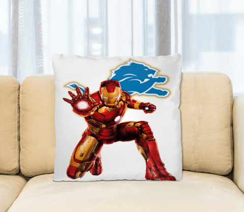 NFL Iron Man Marvel Comics Sports Football Detroit Lions Square Pillow