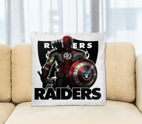 NFL Captain America Thor Spider Man Hawkeye Avengers Endgame Football Oakland Raiders Square Pillow