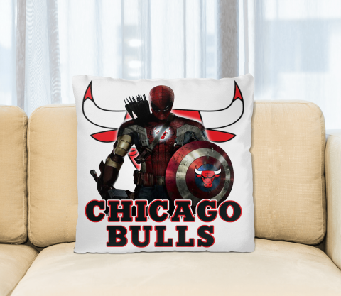 Chicago Bulls NBA Basketball Captain America Thor Spider Man Hawkeye Avengers Square Pillow
