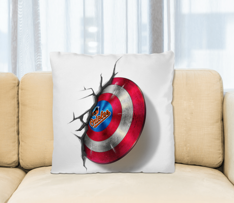 Baltimore Orioles MLB Baseball Captain America's Shield Marvel Avengers Square Pillow