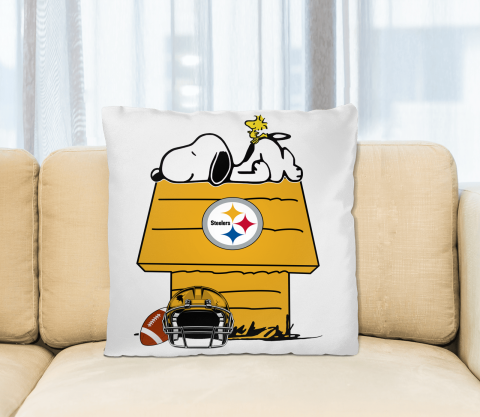 Pittsburgh Steelers NFL Football Snoopy Woodstock The Peanuts Movie Pillow Square Pillow