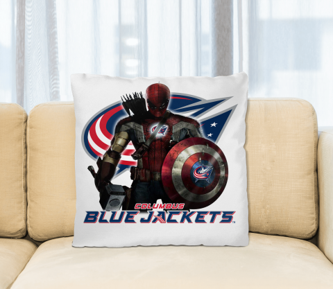 NHL Captain America Thor Spider Man Hawkeye Avengers Endgame Hockey Columbus Blue Jackets Square Pillow