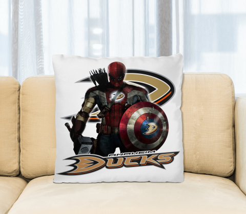 NHL Captain America Thor Spider Man Hawkeye Avengers Endgame Hockey Anaheim Ducks Square Pillow