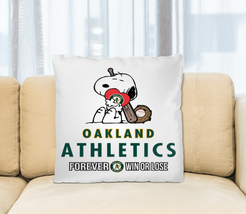 MLB The Peanuts Movie Snoopy Forever Win Or Lose Baseball Oakland Athletics Pillow Square Pillow