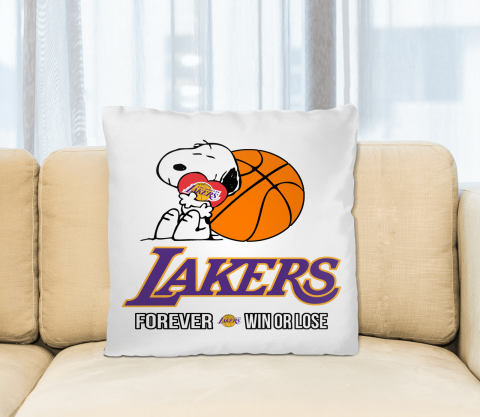 NBA The Peanuts Movie Snoopy Forever Win Or Lose Basketball Los Angeles Lakers Pillow Square Pillow