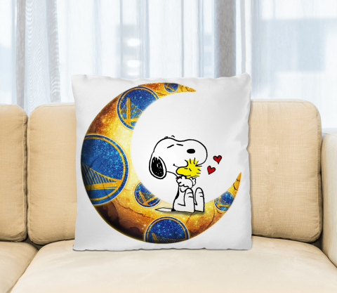 NBA Basketball Golden State Warriors I Love Snoopy To The Moon And Back Pillow Square Pillow