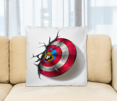 Ottawa Senators NHL Hockey Captain America's Shield Marvel Avengers Square Pillow