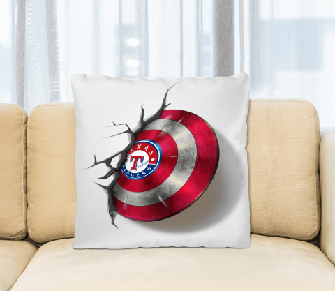 Texas Rangers MLB Baseball Captain America's Shield Marvel Avengers Square Pillow