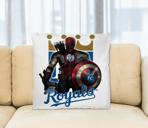 MLB Captain America Thor Spider Man Hawkeye Avengers Endgame Baseball Kansas City Royals Square Pillow