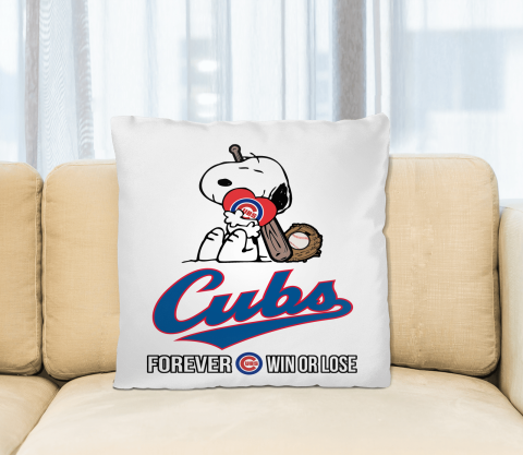 MLB The Peanuts Movie Snoopy Forever Win Or Lose Baseball Chicago Cubs Pillow Square Pillow