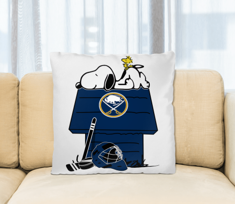 Buffalo Sabres NHL Hockey Snoopy Woodstock The Peanuts Movie Pillow Square Pillow