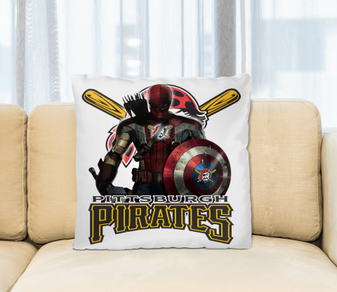 MLB Captain America Thor Spider Man Hawkeye Avengers Endgame Baseball Pittsburgh Pirates Square Pillow