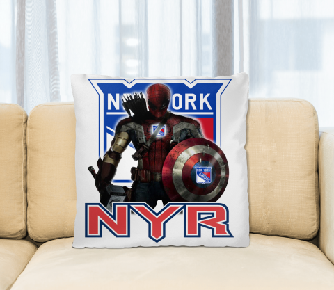 NHL Captain America Thor Spider Man Hawkeye Avengers Endgame Hockey New York Rangers Square Pillow