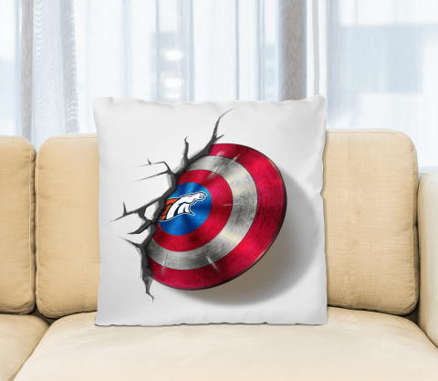Denver Broncos NFL Football Captain America's Shield Marvel Avengers Square Pillow
