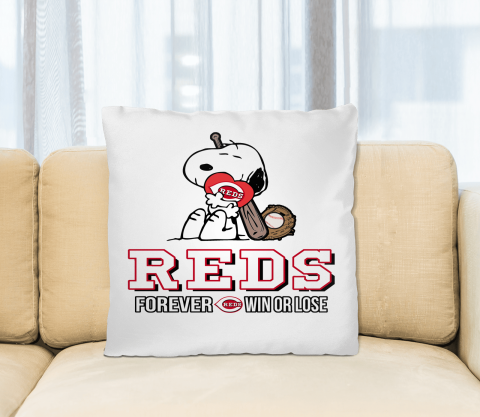 MLB The Peanuts Movie Snoopy Forever Win Or Lose Baseball Cincinnati Reds Pillow Square Pillow