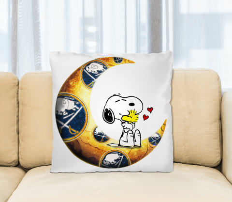 NHL Hockey Buffalo Sabres I Love Snoopy To The Moon And Back Pillow Square Pillow
