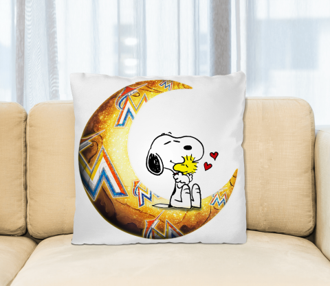 MLB Baseball Miami Marlins I Love Snoopy To The Moon And Back Pillow Square Pillow