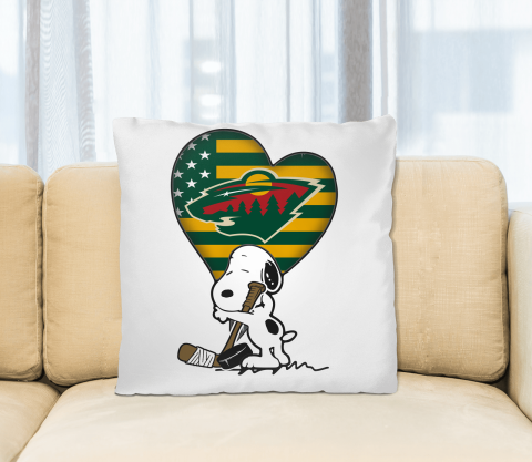 Minnesota Wild NHL Hockey The Peanuts Movie Adorable Snoopy Pillow Square Pillow