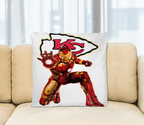 NFL Iron Man Marvel Comics Sports Football Kansas City Chiefs Square Pillow
