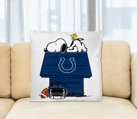Indianapolis Colts NFL Football Snoopy Woodstock The Peanuts Movie Pillow Square Pillow